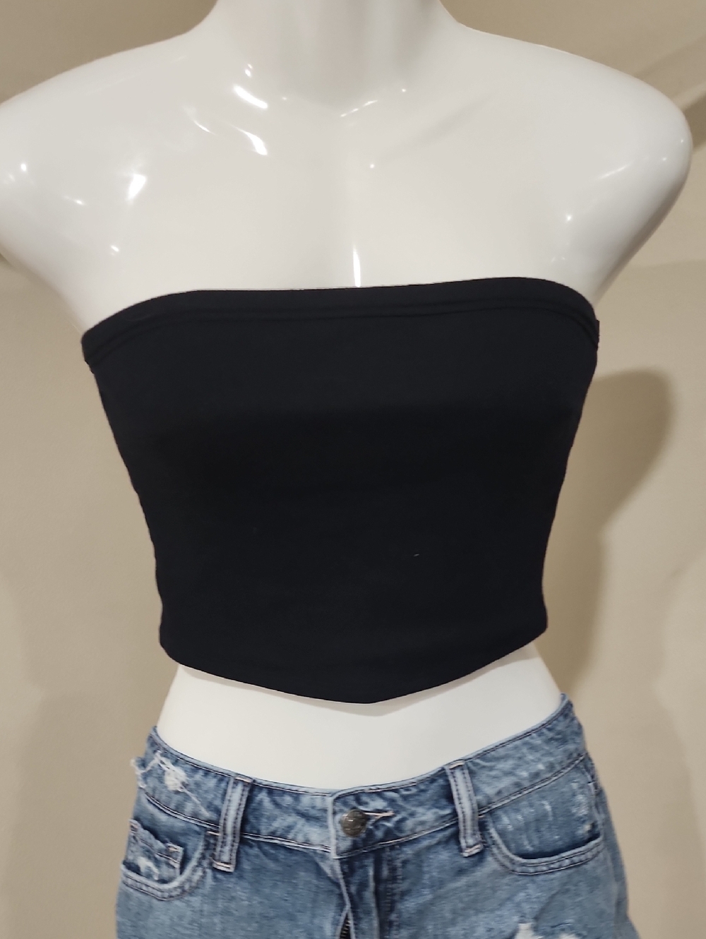 Arizona Black Strapless Tube Crop Top